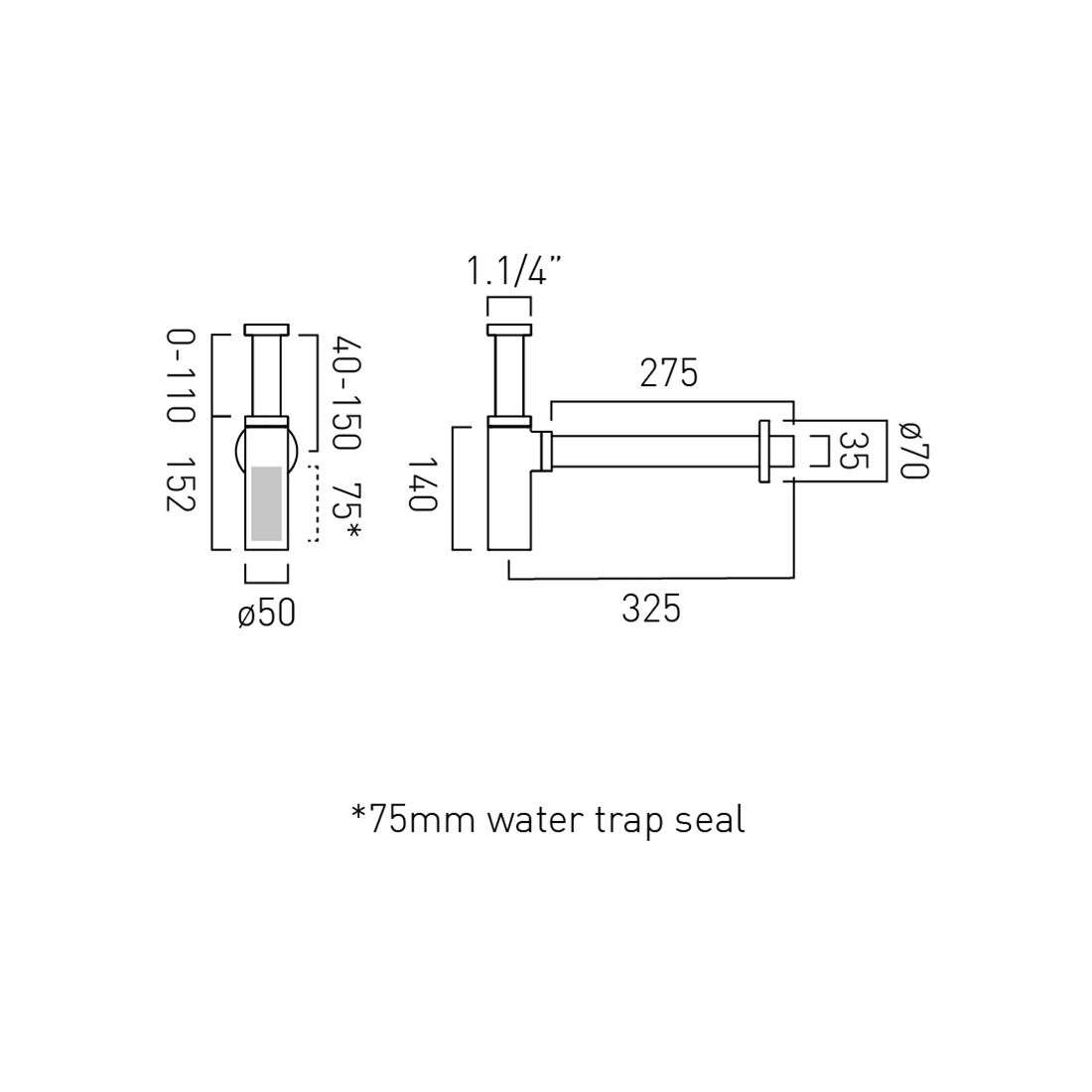 Vado Round Bottle Trap - Brushed Bronze - Image 2