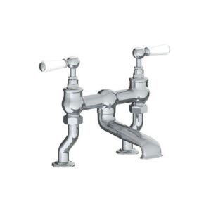 Lefroy Brooks Classic Bath Bridge Filler With White Levers - Chrome
