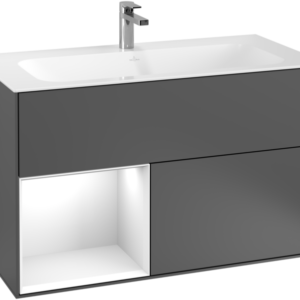 Villeroy & Boch Finion Vanity unit with lighting, 2 drawers, 996 x 591 x 498 mm, Anthracite Matt Lacquer