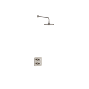 Burlington Guild Square Thermostatic Single Outlet Concealed Shower Valve with Fixed Shower Arm and Head