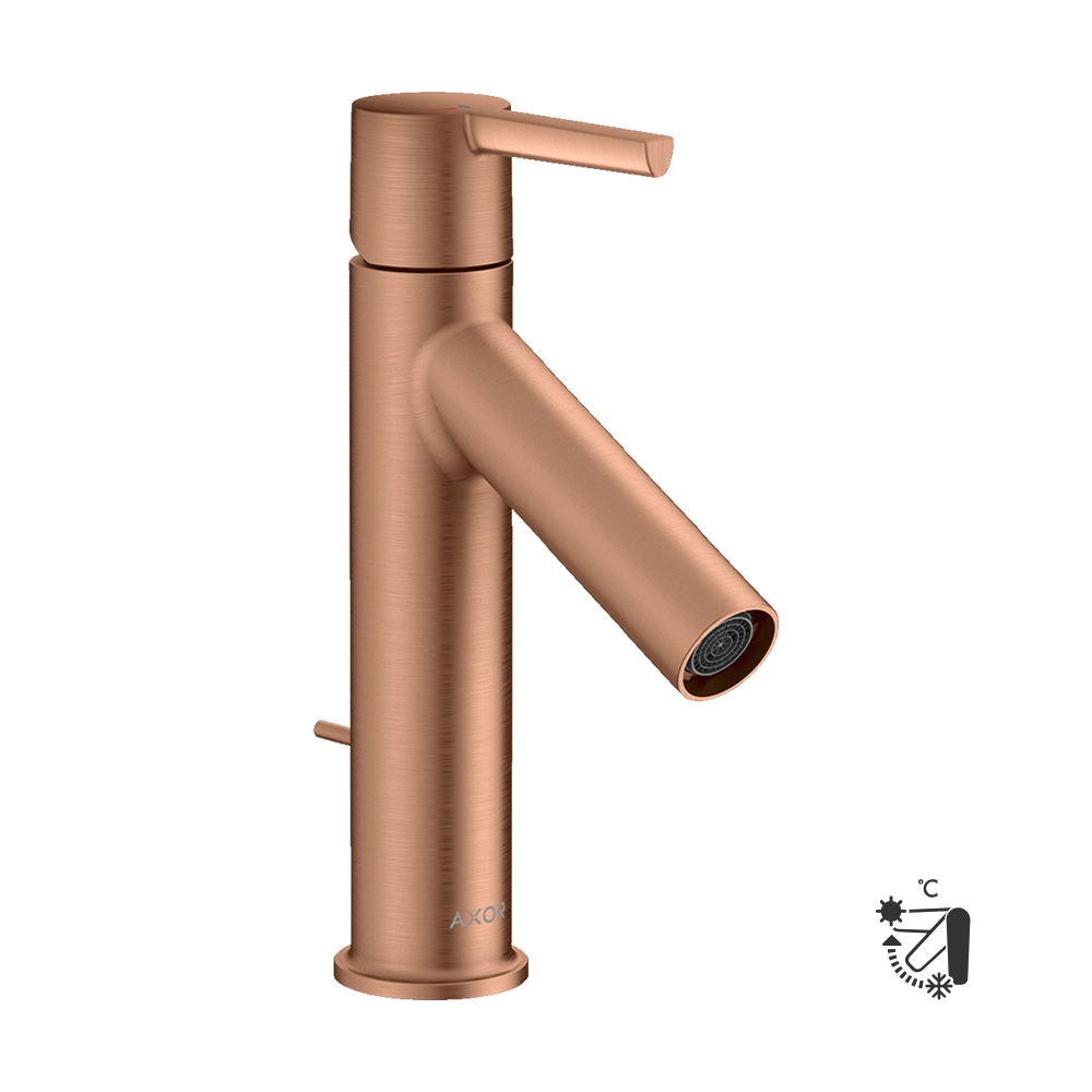 AXOR Starck Single lever basin mixer 100 CoolStart with lever handle and pop-up waste - Brushed Red Gold