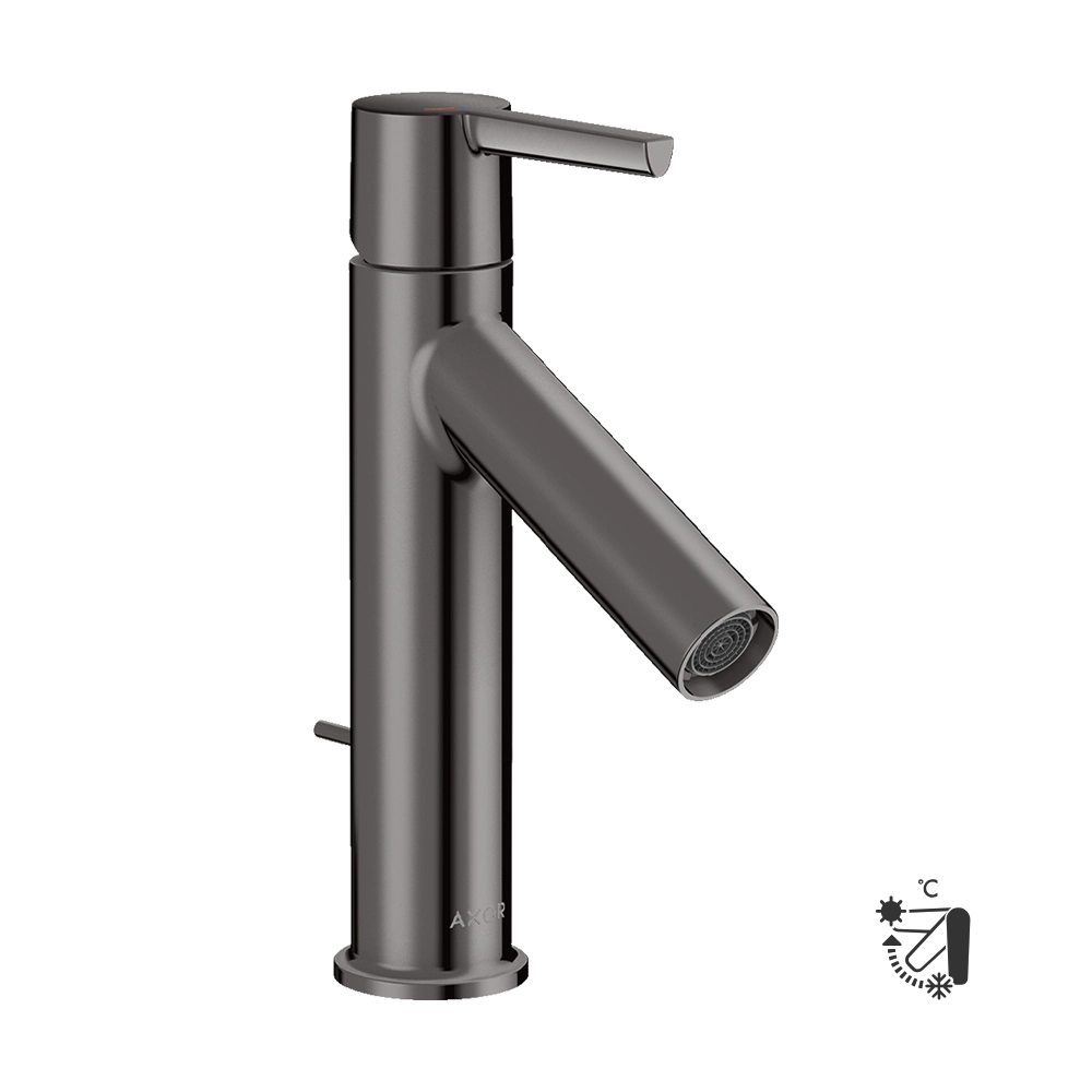 AXOR Starck Single lever basin mixer 100 CoolStart with lever handle and pop-up waste - Polished Black Chrome