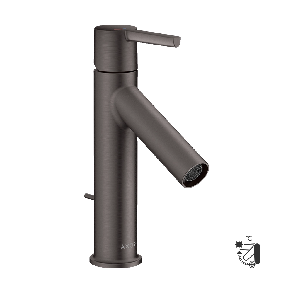AXOR Starck Single lever basin mixer 100 CoolStart with lever handle and pop-up waste - Brushed Black Chrome