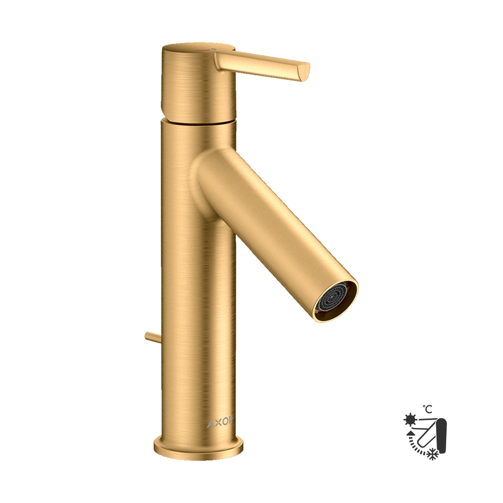 AXOR Starck Single lever basin mixer 100 CoolStart with lever handle and pop-up waste - Brushed Brass