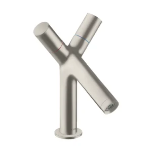 AXOR Starck 2-handle basin mixer 80 with pop-up waste - Stainless Steel Optic
