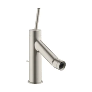 AXOR Starck Single lever bidet mixer with pin handle and pop-up waste - Stainless Steel Optic