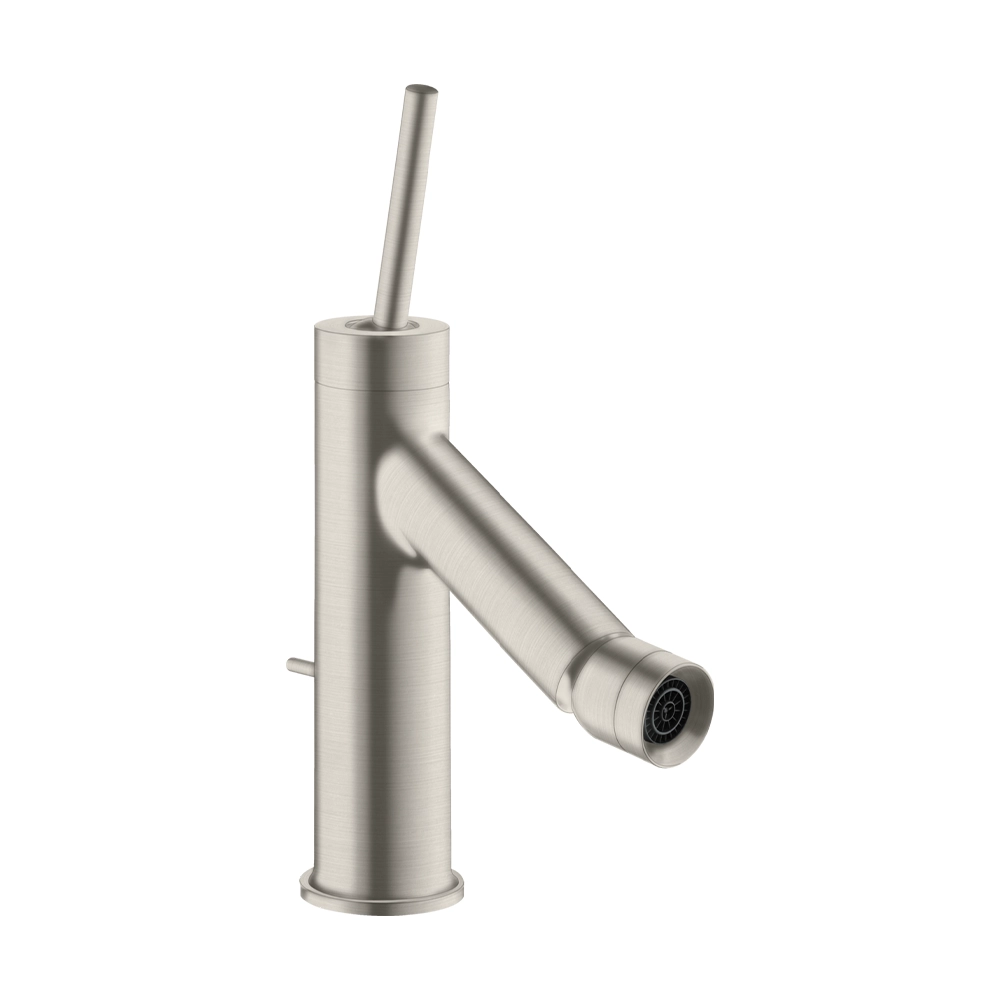 AXOR Starck Single lever bidet mixer with pin handle and pop-up waste - Stainless Steel Optic