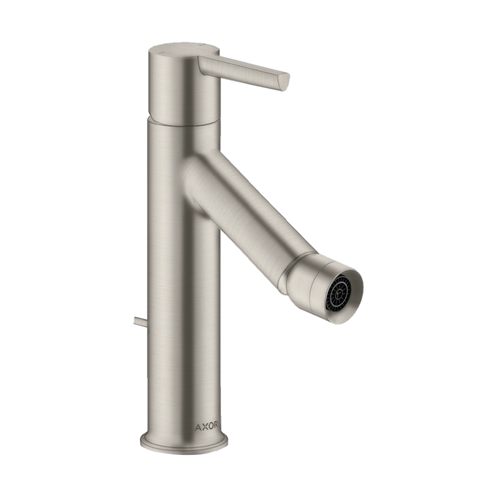 AXOR Starck Single lever bidet mixer with lever handle and pop-up waste - Stainless Steel Optic