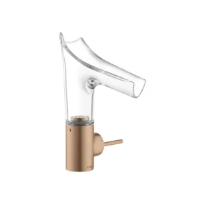 AXOR Starck V Single lever basin mixer 140 with glass spout without waste - Brushed Red Gold