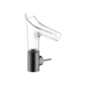 AXOR Starck V Single lever basin mixer 140 with glass spout without waste - Polished Black Chrome