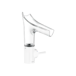 AXOR Starck V Single lever basin mixer 140 with glass spout without waste - White