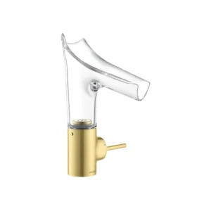 AXOR Starck V Single lever basin mixer 140 with glass spout without waste - Brushed Brass