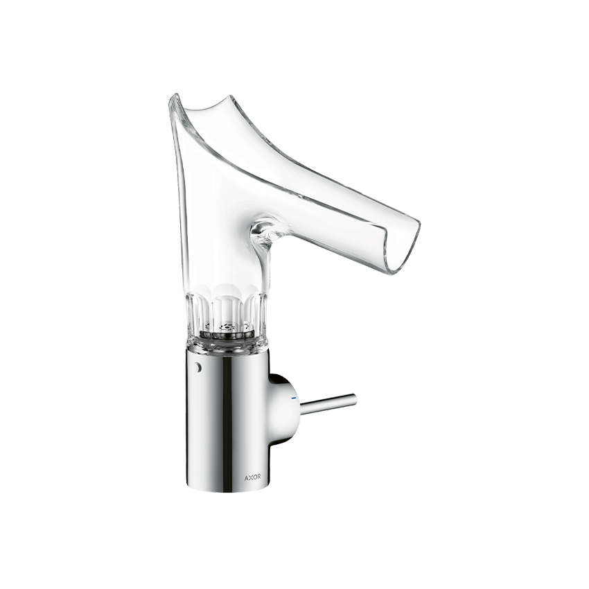 AXOR Starck V Single lever basin mixer 140 with glass spout - bevel cut without waste - Chrome