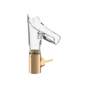 AXOR Starck V Single lever basin mixer 140 with glass spout - bevel cut without waste - Brushed Bronze