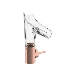 AXOR Starck V Single lever basin mixer 140 with glass spout - bevel cut without waste - Brushed Red Gold