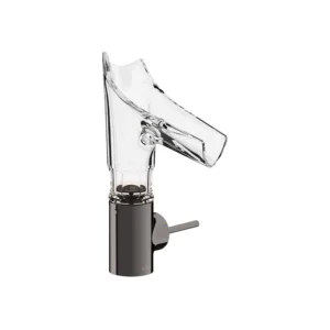 AXOR Starck V Single lever basin mixer 140 with glass spout - bevel cut without waste - Polished Black Chrome