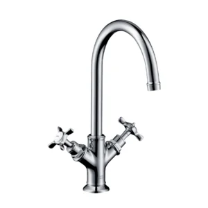 AXOR Montreux 2-handle basin mixer 210 with cross handles and pop-up waste - Chrome