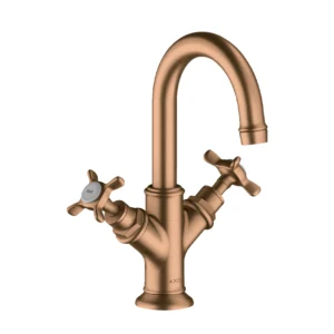 AXOR Montreux 2-handle basin mixer 160 with cross handles for cloakroom basins with pop-up waste - Brushed Bronze