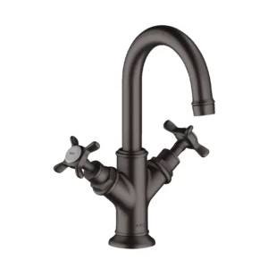 AXOR Montreux 2-handle basin mixer 160 with cross handles for cloakroom basins with pop-up waste - Brushed Black Chrome