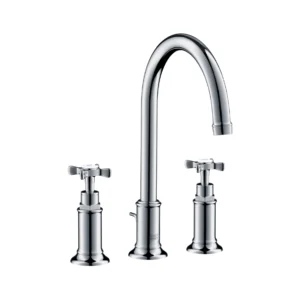 AXOR Montreux 3-hole basin mixer 180 with cross handles and pop-up waste - Chrome