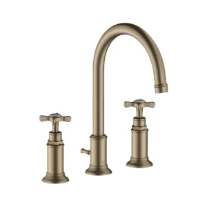 AXOR Montreux 3-hole basin mixer 180 with cross handles and pop-up waste - Brushed Nickel