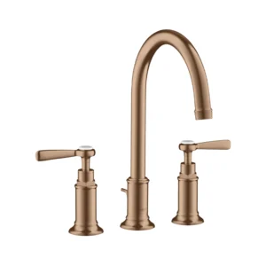 AXOR Montreux 3-hole basin mixer 180 with lever handles and pop-up waste - Brushed Red Gold