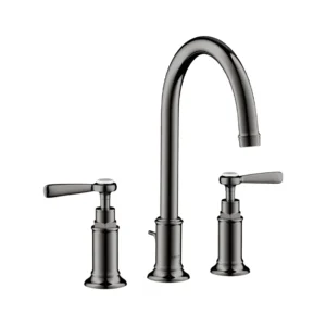 AXOR Montreux 3-hole basin mixer 180 with lever handles and pop-up waste - Polished Black Chrome