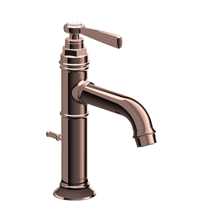 AXOR Montreux Single lever basin mixer 100 with lever handle and pop-up waste - Polished Red Gold