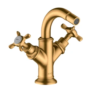 AXOR Montreux 2-handle bidet mixer with cross handles and pop-up waste - Brushed Gold Optic