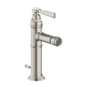 AXOR Montreux Single lever bidet mixer with lever handle and pop-up waste - Stainless Steel Optic