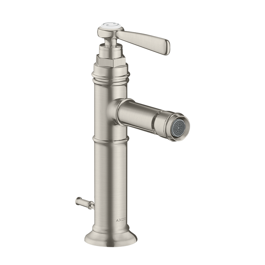 AXOR Montreux Single lever bidet mixer with lever handle and pop-up waste - Stainless Steel Optic