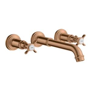 AXOR Montreux 3-hole basin mixer for concealed installation wall-mounted and cross handles - Brushed Bronze