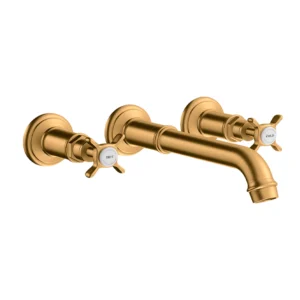 AXOR Montreux 3-hole basin mixer for concealed installation wall-mounted and cross handles - Brushed Gold Optic