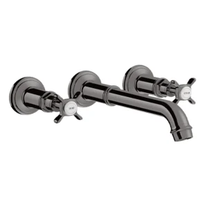 AXOR Montreux 3-hole basin mixer for concealed installation wall-mounted and cross handles - Polished Black Chrome