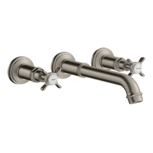AXOR Montreux 3-hole basin mixer for concealed installation wall-mounted and cross handles - Stainless Steel Optic