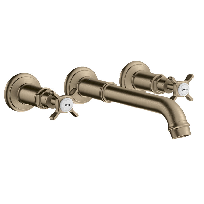AXOR Montreux 3-hole basin mixer for concealed installation wall-mounted and cross handles - Brushed Nickel