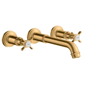 AXOR Montreux 3-hole basin mixer for concealed installation wall-mounted and cross handles - Brushed Brass