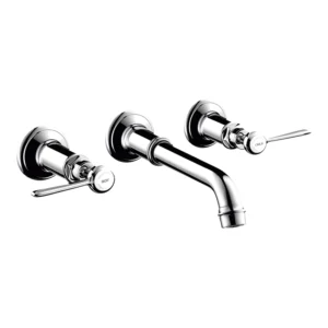 AXOR Montreux 3-hole basin mixer for concealed installation wall-mounted with spout 165 - 225 mm and lever handles - Chrome