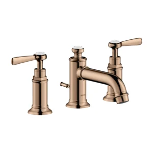 AXOR Montreux 3-hole basin mixer 30 with lever handles and pop-up waste - Polished Red Gold