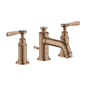 AXOR Montreux 3-hole basin mixer 30 with lever handles and pop-up waste - Brushed Red Gold