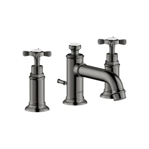 AXOR Montreux 3-hole basin mixer 30 with cross handles and pop-up waste - Polished Black Chrome