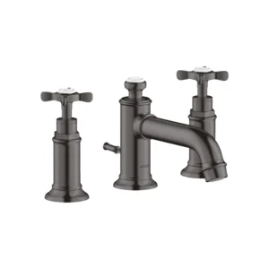 AXOR Montreux 3-hole basin mixer 30 with cross handles and pop-up waste - Brushed Black Chrome