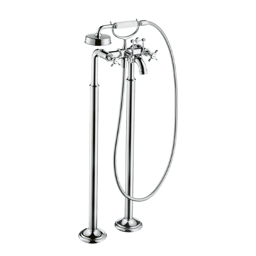 AXOR Montreux 2-handle manual bath mixer floor-standing with cross handles - Chrome