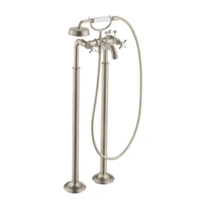 AXOR Montreux 2-handle manual bath mixer floor-standing with cross handles - Brushed Nickel