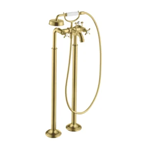AXOR Montreux 2-handle manual bath mixer floor-standing with cross handles - Brushed Brass