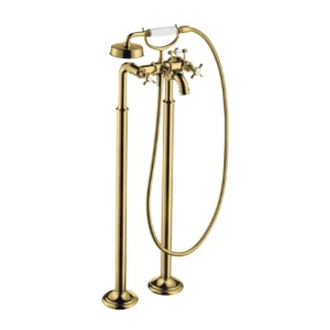 AXOR Montreux 2-handle manual bath mixer floor-standing with cross handles - Polished Gold Optic