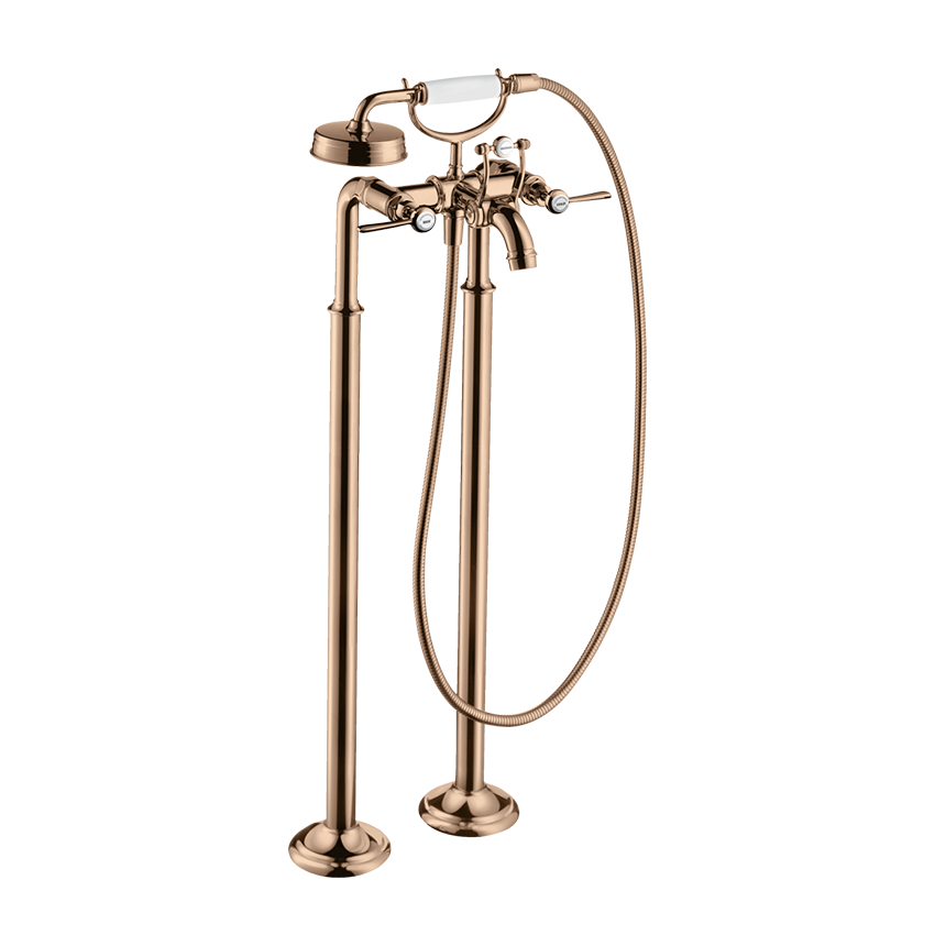 AXOR Montreux 2-handle manual bath mixer floor-standing with lever handles - Polished Red Gold