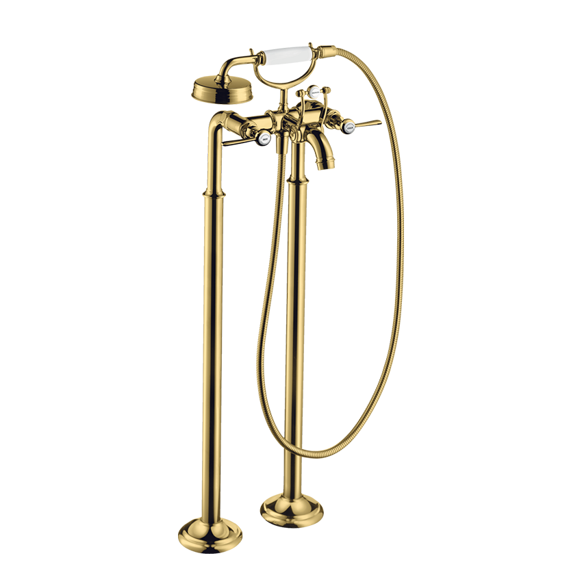 AXOR Montreux 2-handle manual bath mixer floor-standing with lever handles - Polished Gold Optic