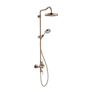 AXOR Montreux Showerpipe with thermostatic mixer and 1jet overhead shower 240 - Polished Red Gold
