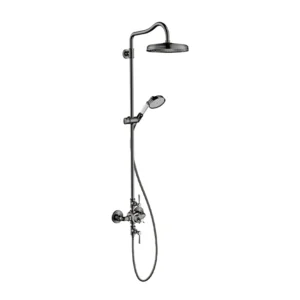 AXOR Montreux Showerpipe with thermostatic mixer and 1jet overhead shower 240 - Polished Black Chrome